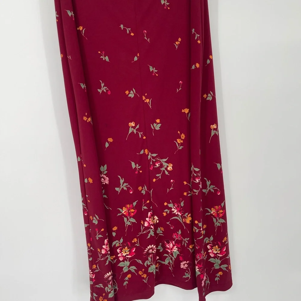 Jaclyn Smith Burgundy‎ Floral A-Line Skirt